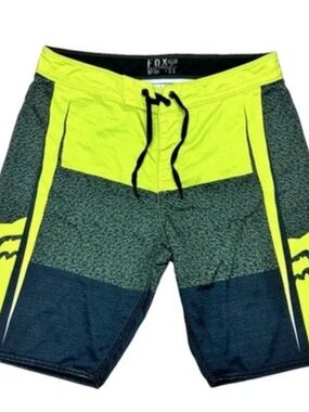 Fox Racing Men’s Neon Yellow and Dark Gray Boardshorts 33